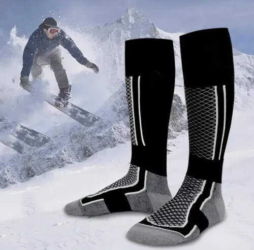 6 Pares Meia Térmica Frio Neve Grossa Ski Cano Longo 37a44