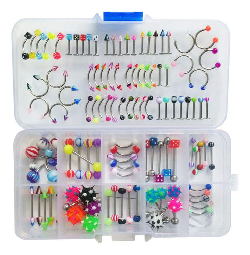 Lote 110 Pcs Body Jewelry Piercing Kit Ceja Ombligo Vie...