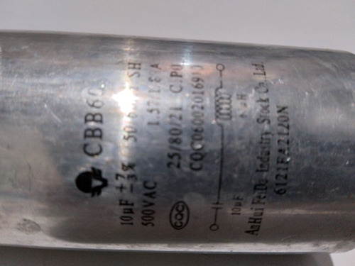 Capacitor Cbb60 De 10 Uf. A 500 Vac. Original