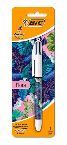 Boligrafo Retractil Bic 4 Colores Clásicos 1.0 Mm Flora Mix