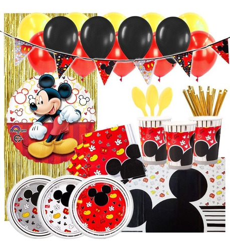 Set Decoración Fiesta + Globos + Motivo Mickey Mouse