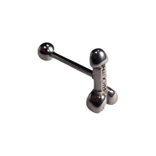 Aro Piercing Barbell De Lengua Modelo Pene Acero Quirúrgico