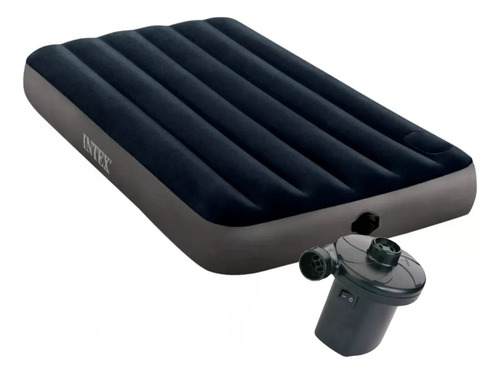 Kit Colchon Inflable 1 Plaza Combo Con Bomba Aire Incluida