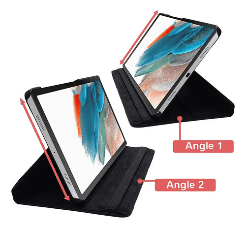 Capa Case 360 Giratória Galaxy Tab A8 10.5 Couro X200 X205 Cor Preta