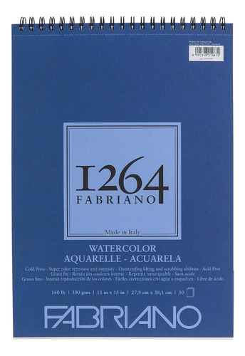 Fabriano 1264 Cuaderno Acuarela Dibujo 27.9x38.1 Cms 30h