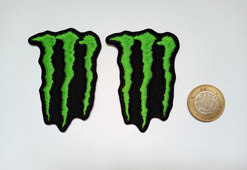 Monster Energy Parche Bordado Termoadhesivo 8x6 Cm, 2 Pzas Negro Monster
