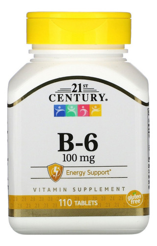 Vitamina B-6 100 Mg 110 Comprimidos 21st Century - Imp Eua