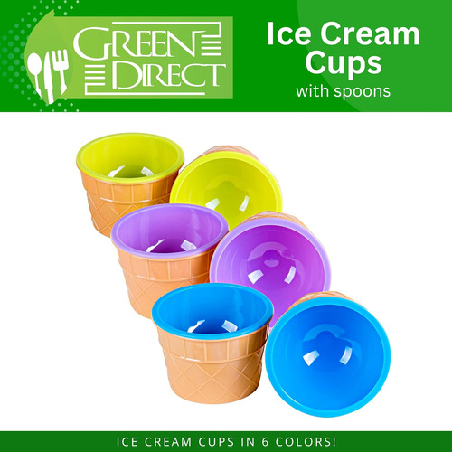 Green Direct Copas De Helado Con Cucharas / Plato Grande ...