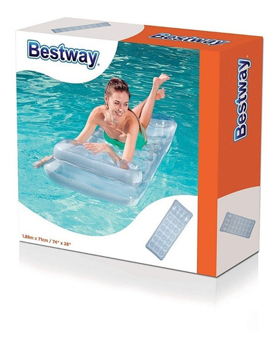 Imagen 6 de 10 de Colchoneta Inflable Bestway Metálica 188 X 71cm Pileta 43024