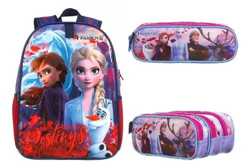 Mochila Escolar Frozen 2 Costas Inverno Com Estojo