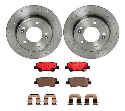 Brembo Rear Brake Kit Coated Drilled Disc Rotors & Ceram Lld