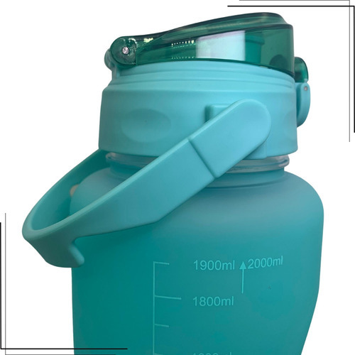 Garrafa 2 Litro Squeeze Motivacional Infantil Academia Alça Cor Azul-turquesa