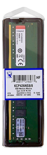 Memoria Kingston Kcp426ns8/8, 8gb, Ddr4, 2666 Mhz, Pc4-21300