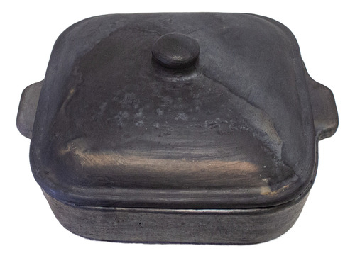 Olla De Barro Cuadrada Negra Platinada Tipo Essen Negro