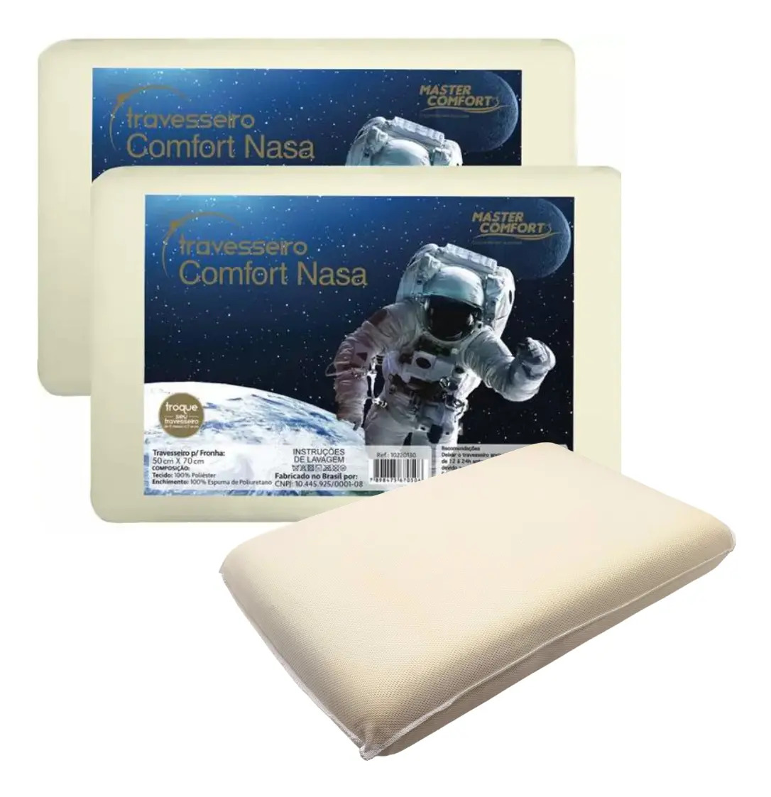 Kit 2 Travesseiro Master Comfort Nasa Visco 58x10cm