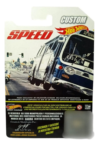 Custom Hot Wheels Speed Autobús Keanu Reeves Maxima Velocida Speed Maxima Velocidad (Usado)