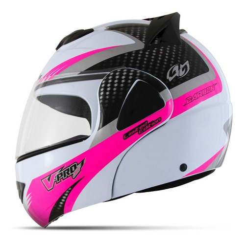 Capacete Feminino Robocop Pro Tork V-pro Jet 2 Carbon Seguro Cor Rosa Tamanho do capacete 60