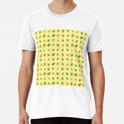 Remera Guacamole, Pattern, Avocado, Orange, Lime, Cilantro A