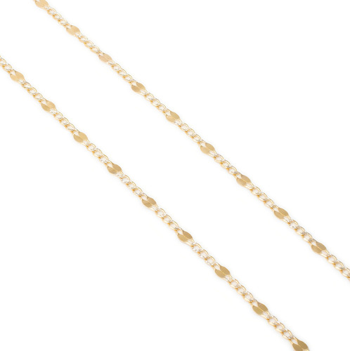 Cadena Figaro 3x1 Fina Bitono 2.5mm 50cm Oro Italiano 10k Color Dorado