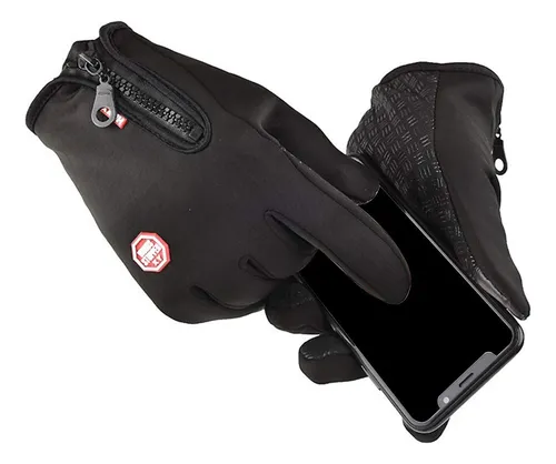 Guantes Impermeables Touch Neopreno Ideal Bici Moto Frio Color Negro Talle L