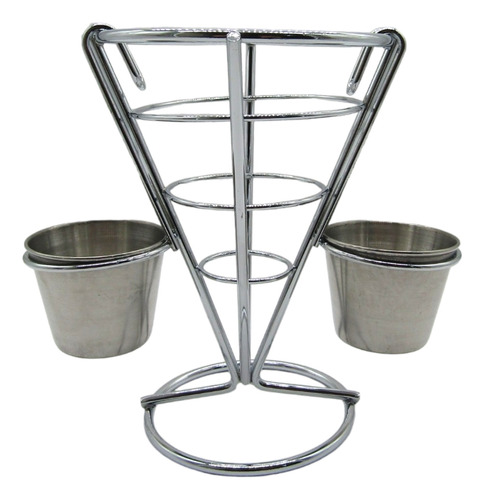 Cono Soporte Para Botana De  Acero Inoxidable 2 Ramekines