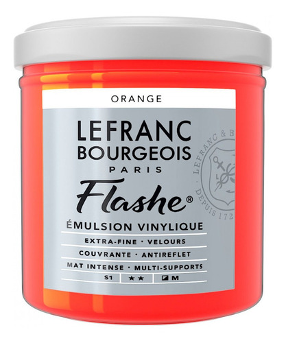 Tinta Acrílica Tela Flashe Lefranc 125ml S1 201 Orange
