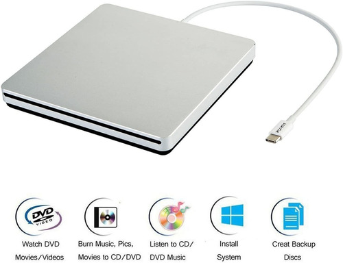 Imagen 6 de 7 de Viktck Tpye C Usb C Superdrive Lector Externo De Dvd/cd Y...