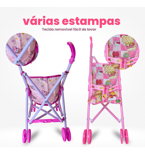 Carrinho De Boneca Baby Passeio Sem Boneca Rosa Ref 731