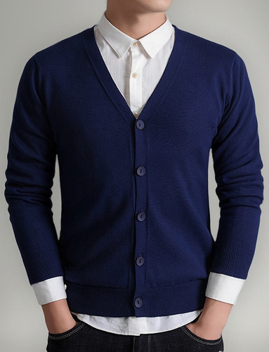 Suéter Tipo Cárdigan Con Botones Informal Para Hombre