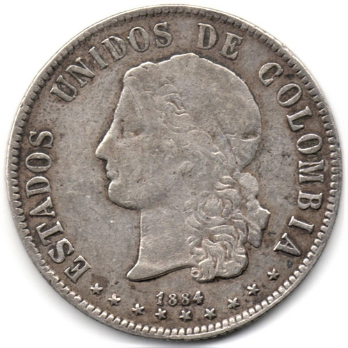 20 Centavos 1884 Medellín Plata