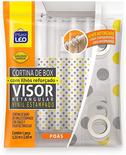 Cortina Para Banheiro Box Pvc Vinil Visor Transparente Ilhós