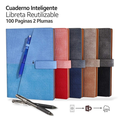 Cuaderno Inteligente Reutilizable Libreta 100 Pag 2 Plumas