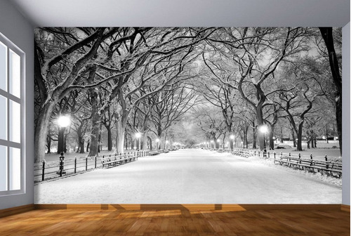 Papel De Parede Praça Inverno Neve Postes 4k M² Ncd182