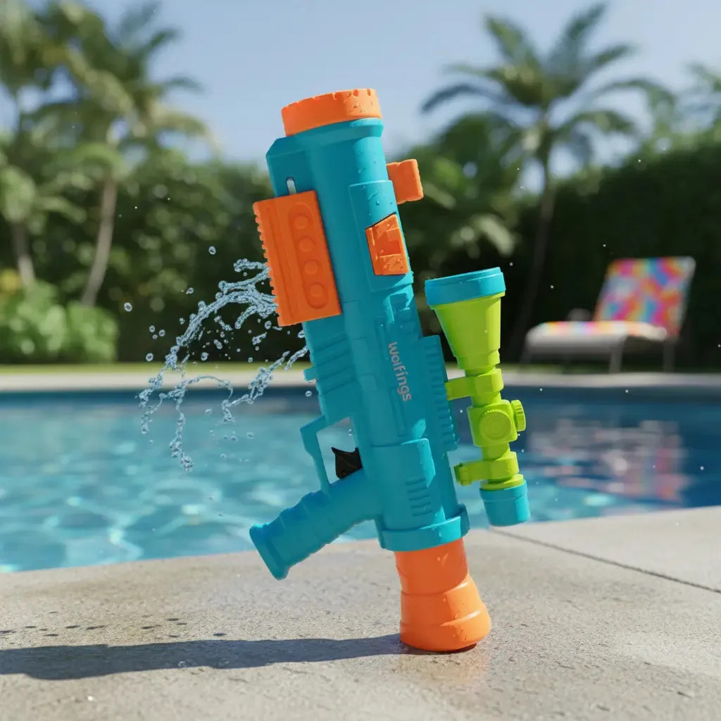 Pistola De Agua Grande Bazuca Bazooka Pileta Base-x Splash Color Celeste