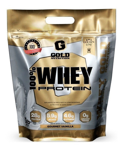 Imagen 2 de 3 de Suplemento en polvo Gold Nutrition Golden Line 100% Whey Protein proteína sabor gourmet vainilla en sachet de 2.267kg