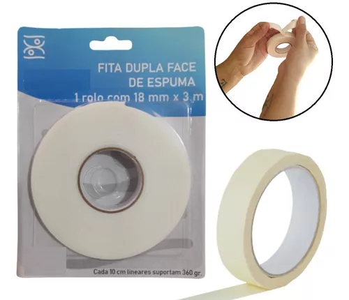 Fita Banana Dupla Face Adesiva Cola Forte Espuma 18mm X 3m Frete grátis