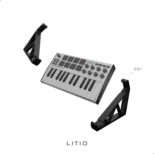 Base Stand Soporte Akai Mpk Mini Mk3 3d Printed Negro
