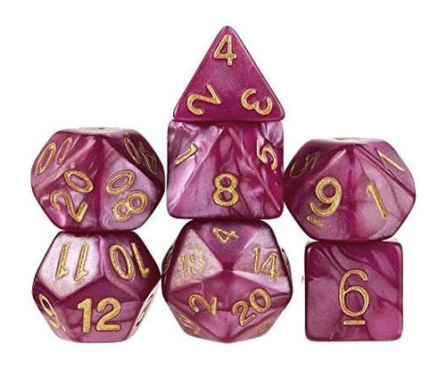 7 Die Polyhedral Dados Set Abyssal Niebla (hot Pink Pearl) C