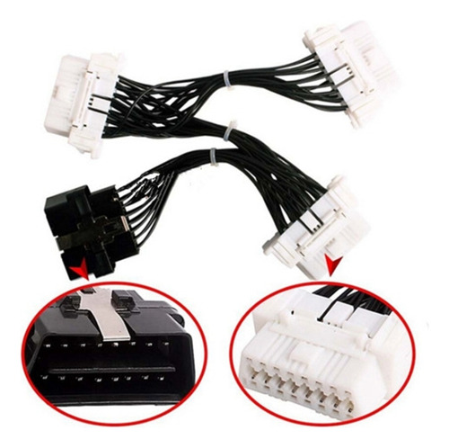 Cabo Elm327 Obd2 De 16 Pinos Macho Para 3 Fêmeas