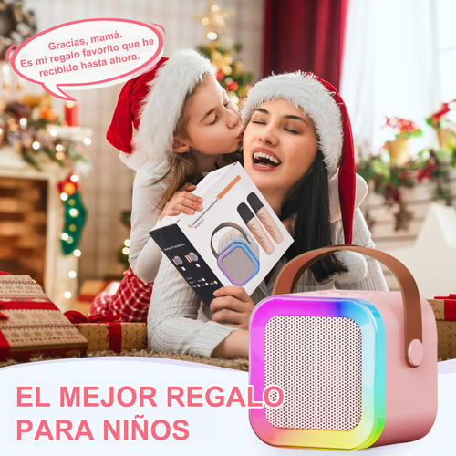 Anpro Karaoke para niños con 2 Wireless Micrófonos 5.3 Bluetooth Version Apto para Niños y Niñas de 3 A 12 años Anpro-klok-01 Rosa