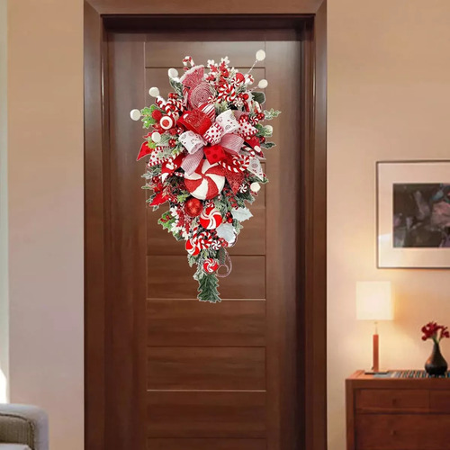 Campana Navideña Caramelo Rojos Árbol Invertido 50 Cm