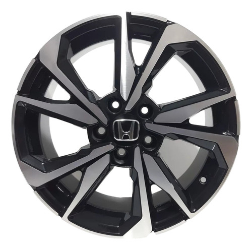 Jogo Roda Aro 17 Honda Civic Si Turbo 5x114 Zk988 Cor Preto Diamantado 5x114