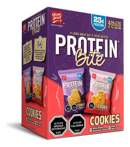 Pack 4 Galletas Protein Bite 23g 2 De Cada Sabor - Your Goal
