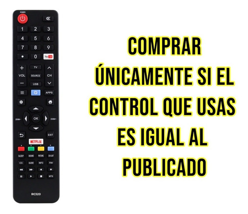 Imagen 2 de 10 de Control Remoto Jvc Fanco Atvio Rc320 Smart Tv Netflix