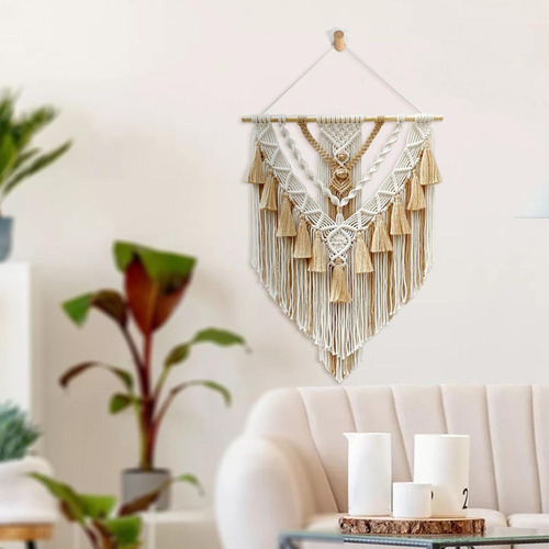Tapiz De Macramé, Colgante De Pared Tejido A Mano Bohemio