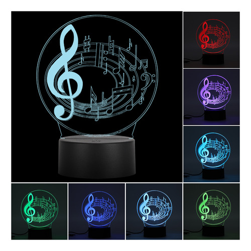Mesa Musical Note Led 3d, Usb, Táctil, Mesa, Escritorio, Col