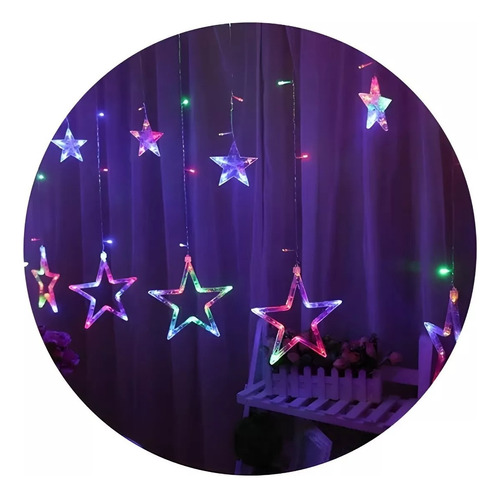 Guirnalda Cascada Estrella Multicolor 138 Led 3mts Navidad