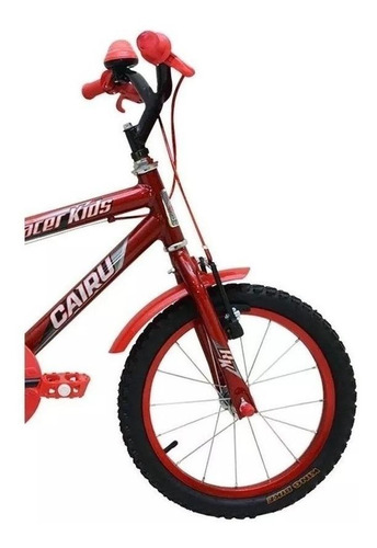 Bicicleta infantil infantil Cairu Racer Kids aro 16 freios v-brakes cor vermelho com rodas de treinamento