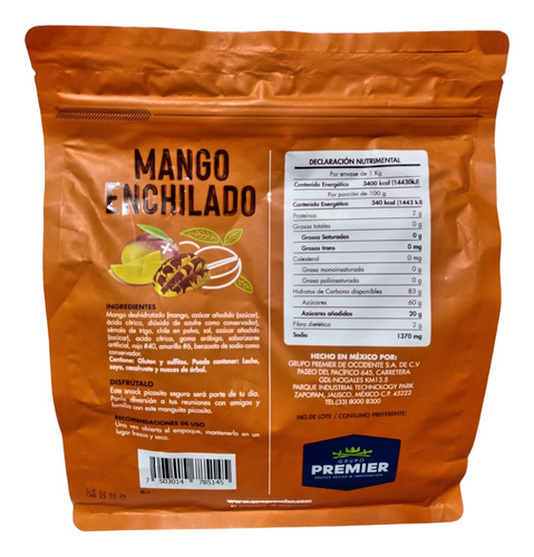 Mango Enchilado Deshidratado 1 Kg Mango Con Chile Premier