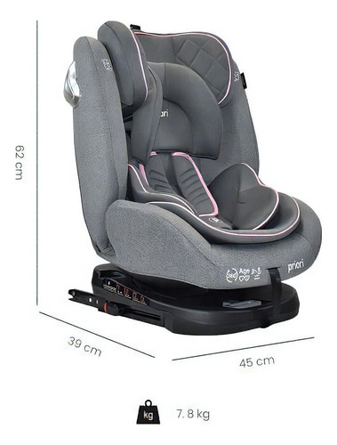Silla Carro Bebé First 360 Isofix Priori Color Rosa